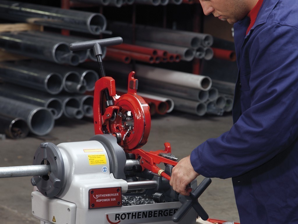 Резьбонарезной станок ROPOWER 50 R (Ропауэр) до 2" BSPT R/BSPP с тележкой.