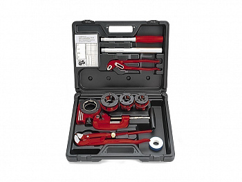 Универсальный набор сантехнического инструмента с ручным резьбонарезным клуппом SANI KIT (Сани Кит)