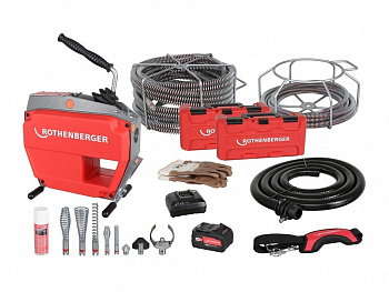 Аккумуляторная машина для прочистки труб R600 VarioClean с набором спиралей и инструмента